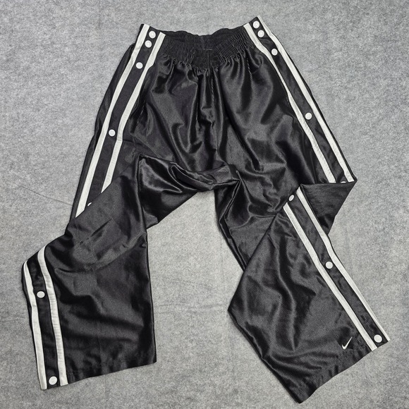 Nike Tearaway Warm Up Wide Leg Swoosh Track Pants Mens XL Black‎ Snap Button